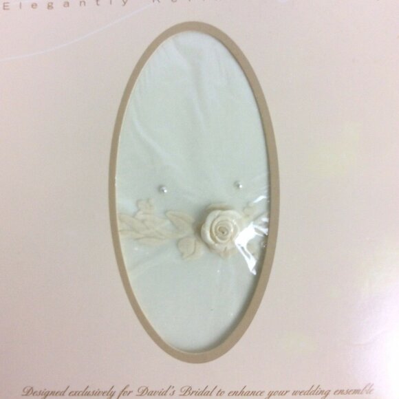 Michaelangelo Ivory Control Top Hosiery With Rose Corsage Appliqué Medium Tall - Picture 2 of 5